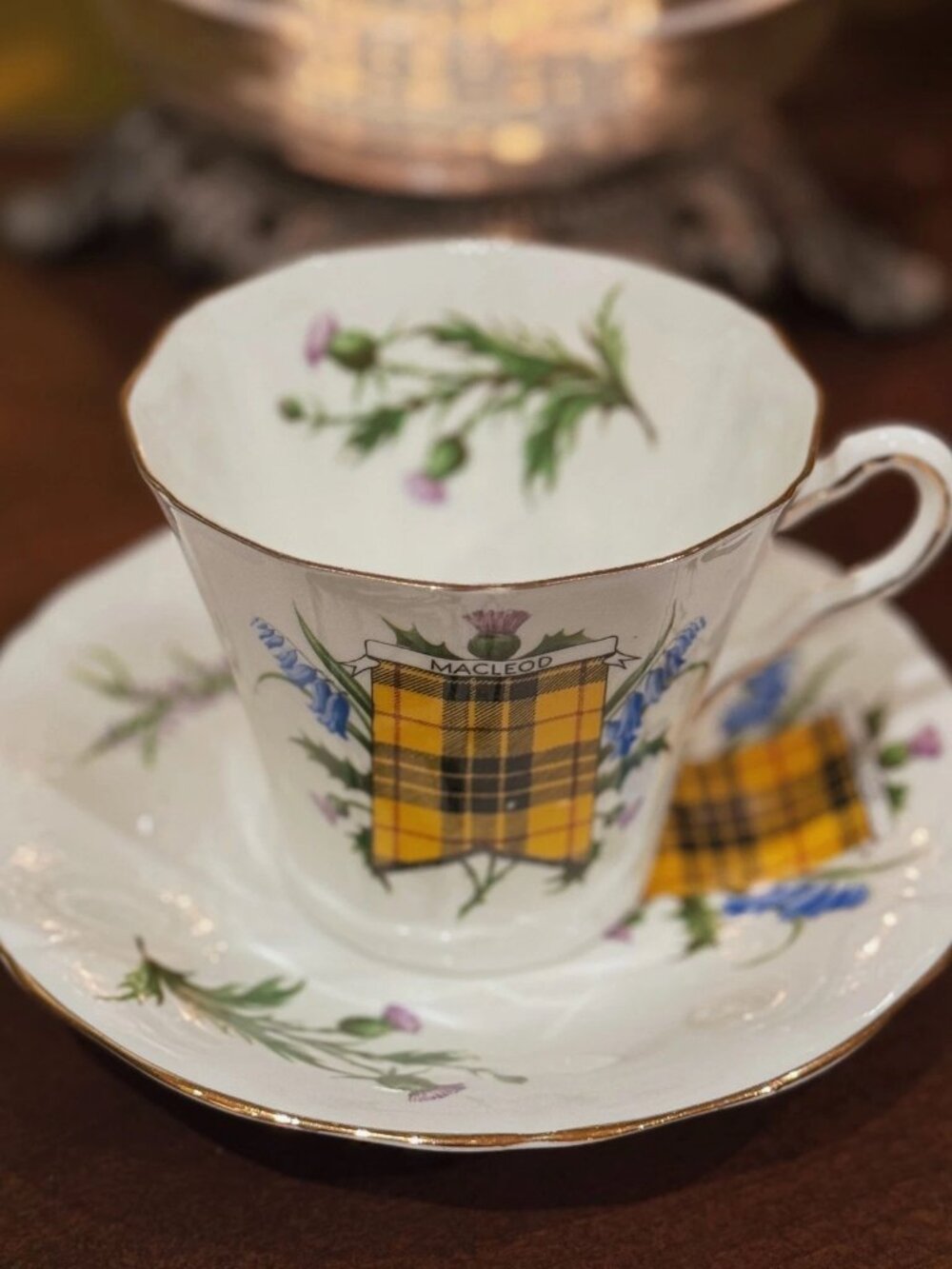 Adderley Macleod Tartan Thistle Teacup Saucer